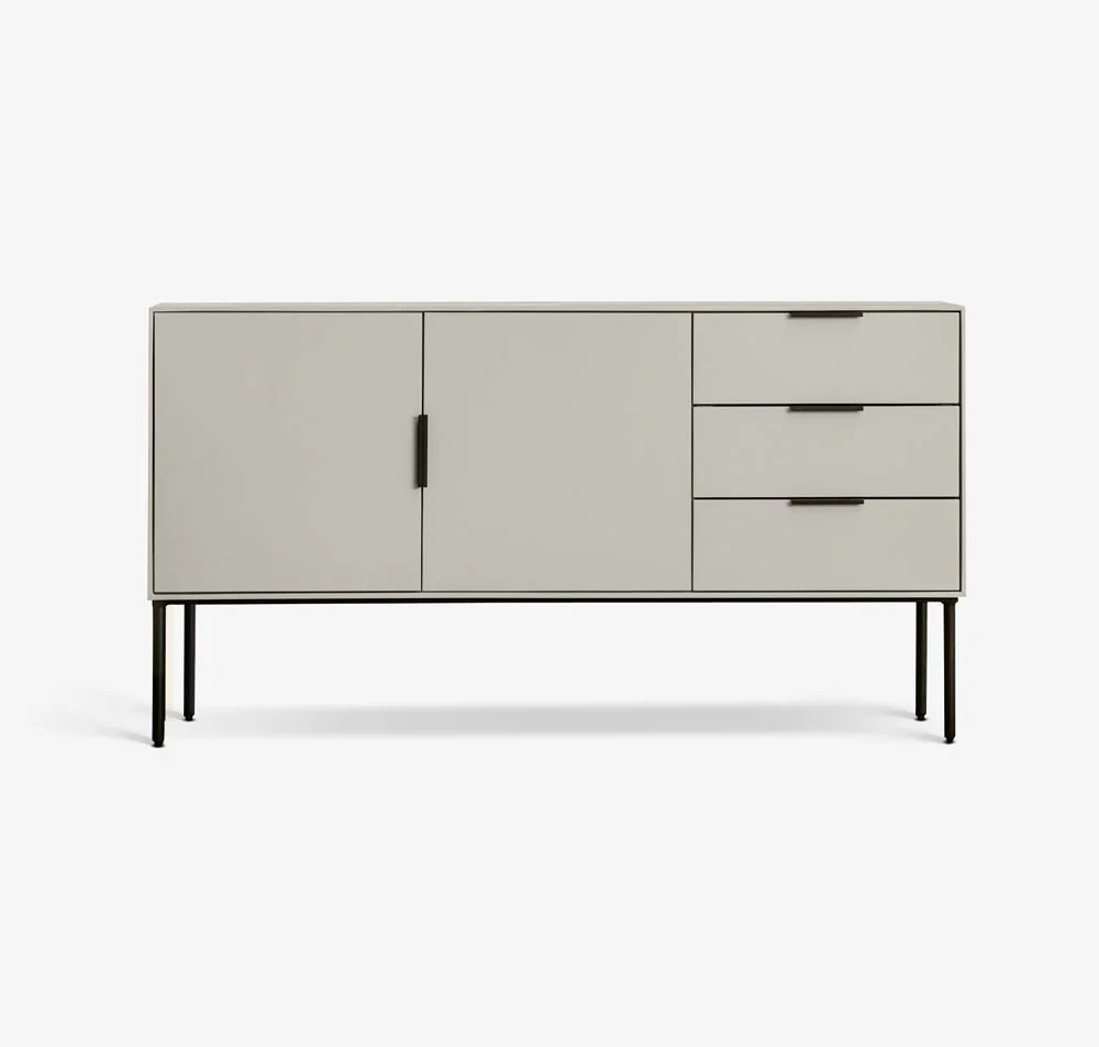 CHAPMAN | קומודה מעץ ומתכת, עם 3 מגירות ומדפים סגורים - Image 10