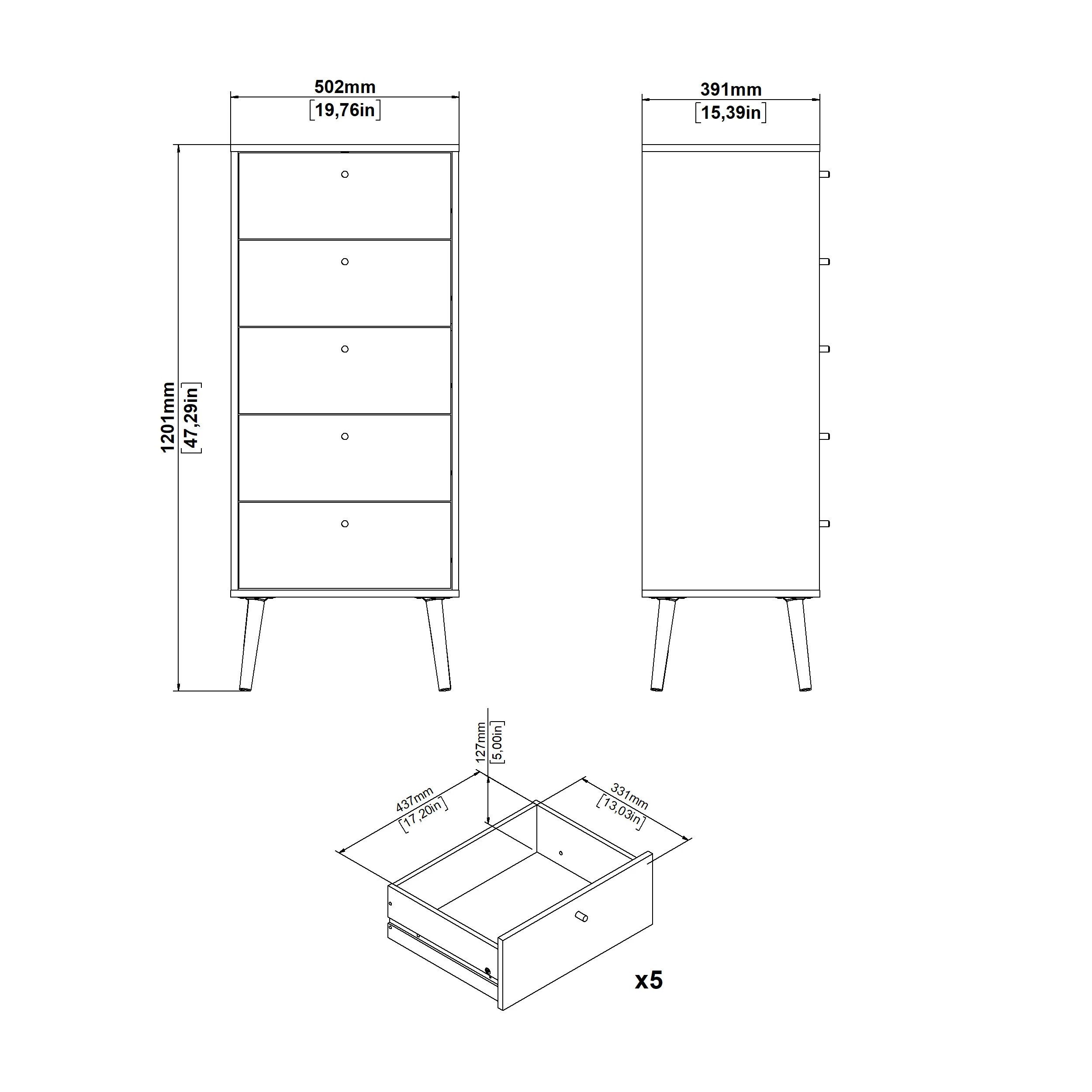FOLD | קומודה עם 5 מגירות - Image 7