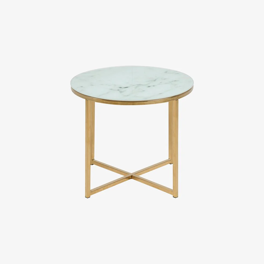 FUMIO | שולחן צד עגול משיש ומתכת, קוטר 50 ס"מ - Image 3