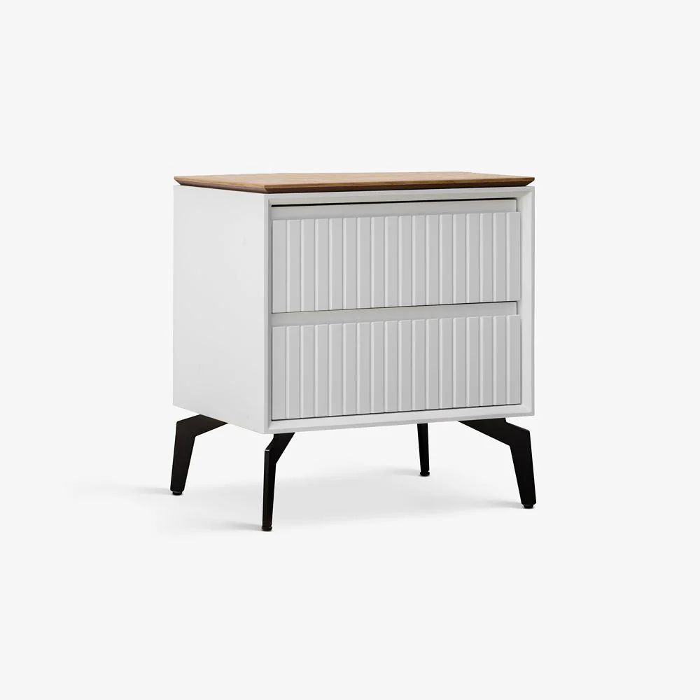GENOA NIGHTSTAND | שידת לילה מעץ ומתכת 52/40 ס"מ, עם מגירות