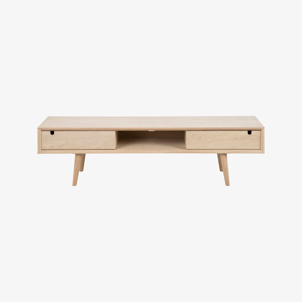 KVADRAT | מזנון נורדי מעץ, עם פתח מדיה ו-2 דלתות סלייד