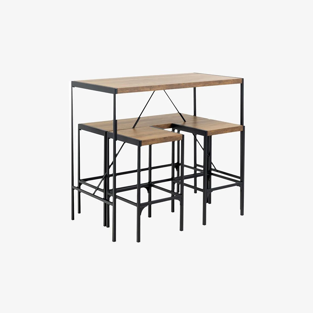 TAKASHI | סט שולחן וכיסאות בר ממלמין ומתכת, גובה 105 ס"מ - Image 8