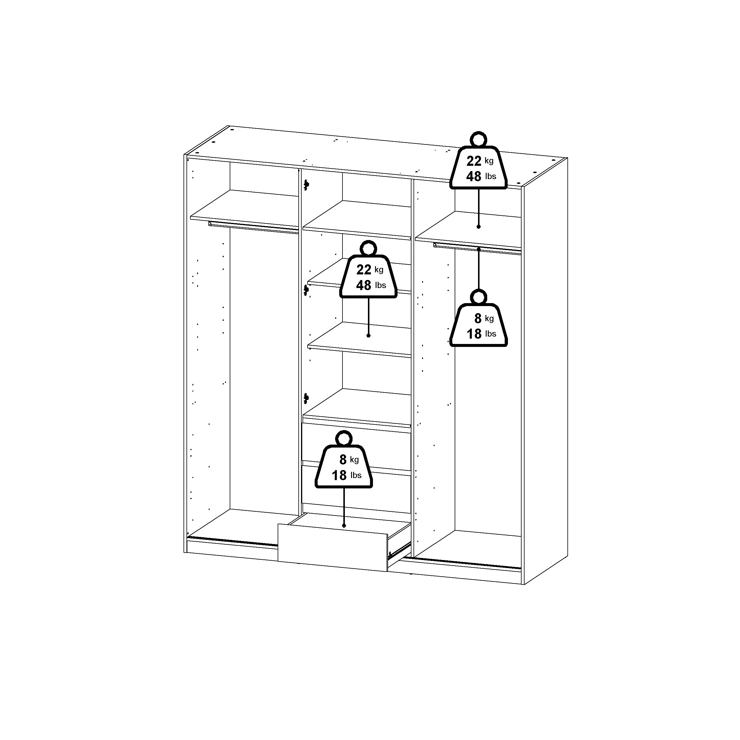 TYRHA | ארון 3 דלתות ו-3 מגירות - Image 11
